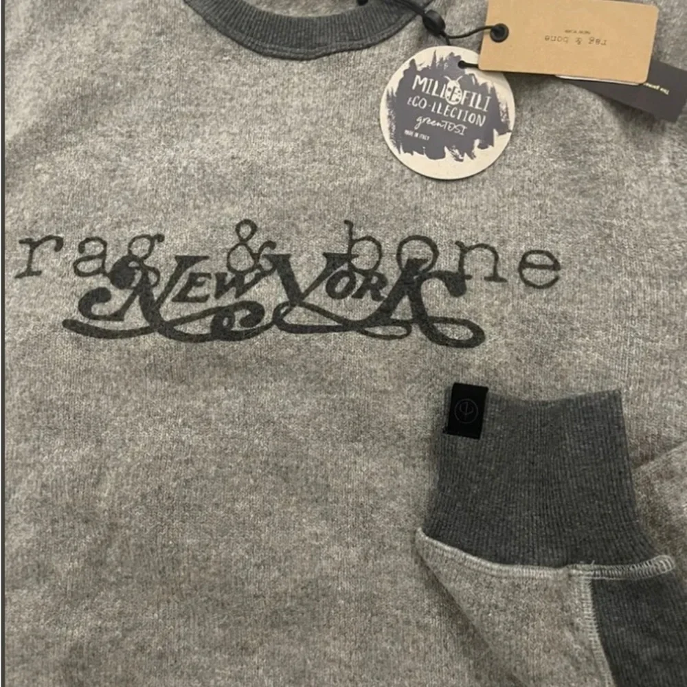 Rag & Bone Men's Gray New York Printed Wool Sweater Sz M - Picture 6 of 6